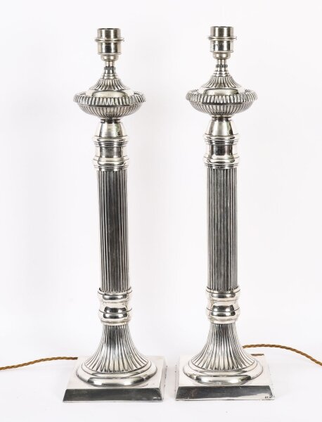 silver plated table lamps | Ref. no. 08329 | Regent Antiques