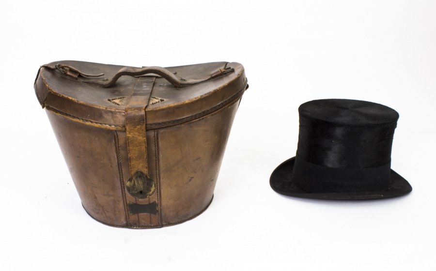 Antique Black Silk Top Hat in Leather Case W. MacQueen C1880 | Ref. no. 08365 | Regent Antiques