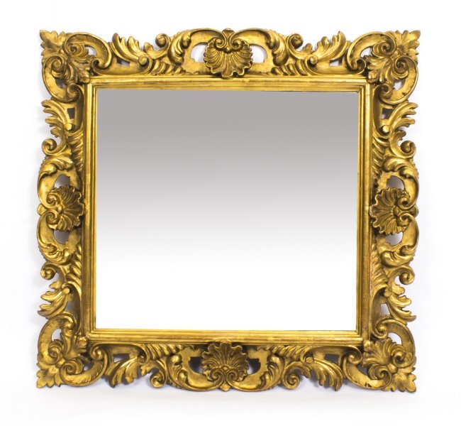 Antique Italian Florentine Giltwood Mirror  19th C  67x64cm | Ref. no. 08380 | Regent Antiques