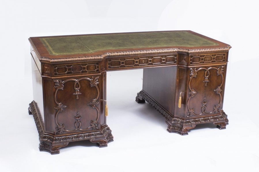 Antique Chippendale Revival Mahogany Pedestal Desk c.1880 | Ref. no. 08385 | Regent Antiques