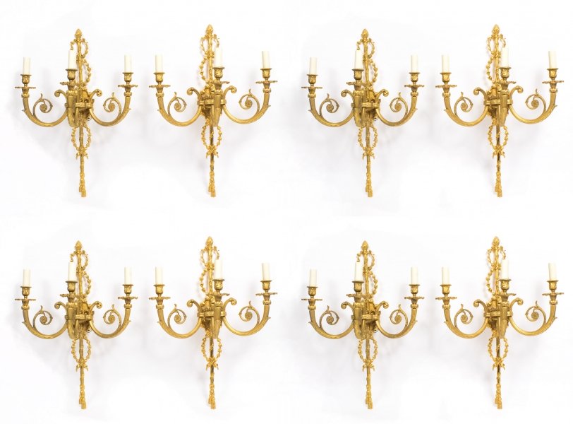 Vintage Set of 8 French Neo-Classical Style Ormolu Wall Lights C1920 | Ref. no. 08414 | Regent Antiques