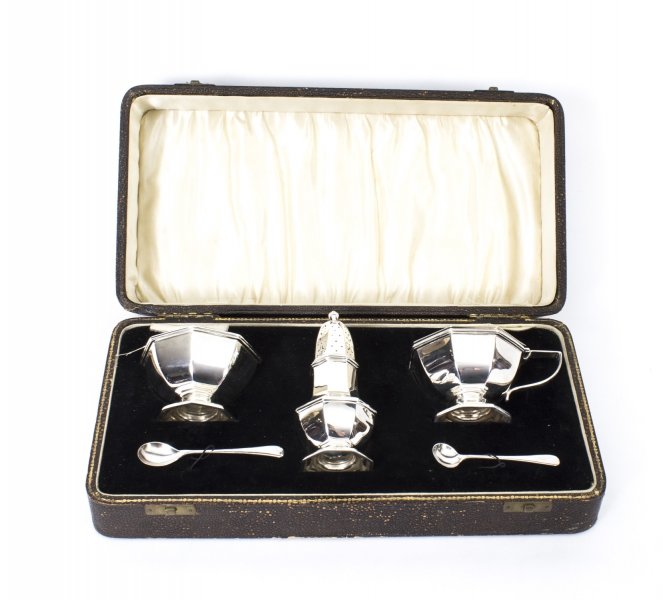 S Blanckensee & Sons Ltd | Antique Art Deco Condiment Set Silver | Ref. no. 08423 | Regent Antiques