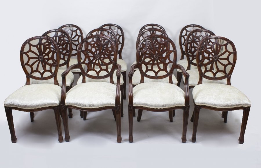 Set 12 English Spyder Back Dining Chairs | Ref. no. 08440 | Regent Antiques