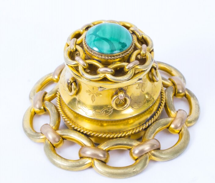 Antique Victorian Malachite & Ormolu Mounted Inkwell C1870 | Ref. no. 08472a | Regent Antiques