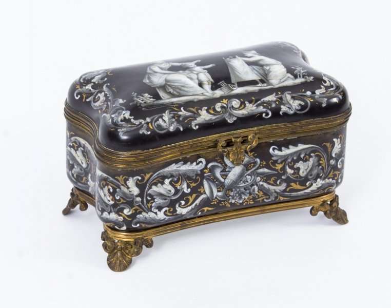 Antique French Enamel Grisaille Jewellery Casket Box  c.1870 | Ref. no. 08473 | Regent Antiques