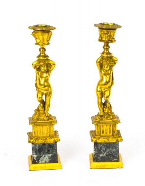 Antique Pair French Ormolu Cherub Candlesticks c.1870 | Ref. no. 08482 | Regent Antiques