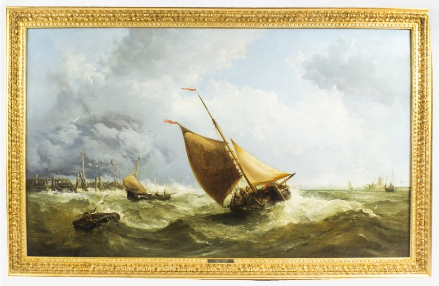 Antique Painting Large by James Webb Fishing Smack in Rough Seas 1866 | Ref. no. 08550 | Regent Antiques