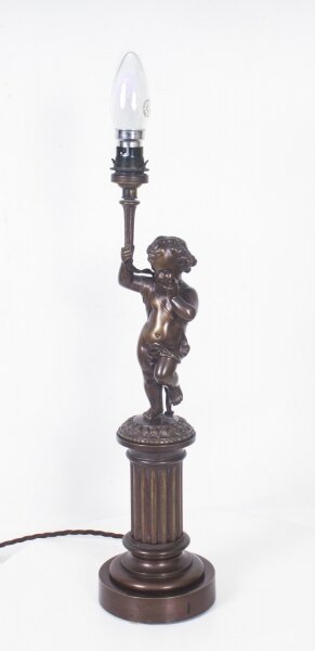 Antique French Patinated Bronze Cherub Table Lamp circa. 1920 | Ref. no. 08561 | Regent Antiques