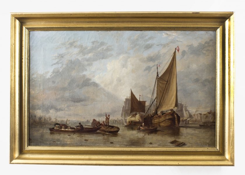 Antique Dutch Painting of Boats on an Estuary Circle Hermans Koekkoek 19th C | Ref. no. 08562 | Regent Antiques