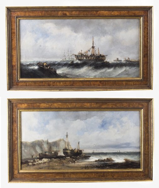 Antique Pair Seascape Oil Paintings Fishing Boats 19th century | Ref. no. 08564 | Regent Antiques