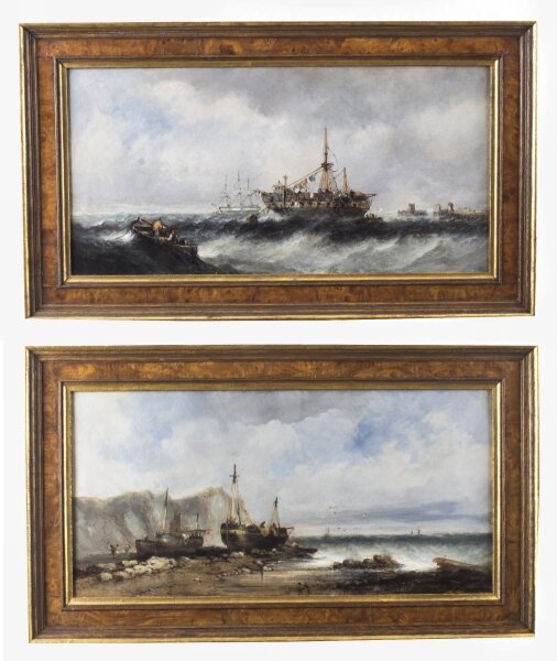 Antique Pair Seascape Oil Paintings Fishing Boats 19th century | Ref. no. 08564x | Regent Antiques