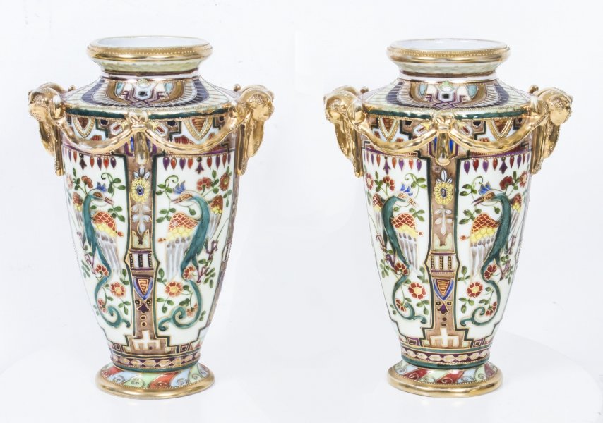 Vintage Pair Noritake Hand Painted Porcelain Vases C1920 | Ref. no. 08582 | Regent Antiques
