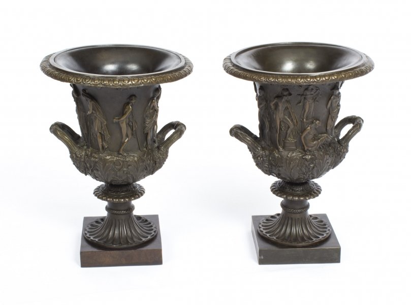 Antique Pair Grand Tour Borghese Bronze Campana Urns  19th C | Ref. no. 08586 | Regent Antiques