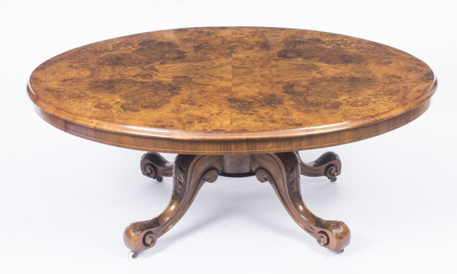 Antique Burr Walnut Marquetry Oval Coffee Table c.1860 | Ref. no. 08591 | Regent Antiques