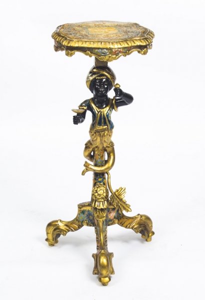 Antique Venetian Gilded & Painted Blackamoor Pedestal Table 19th C | Ref. no. 08625 | Regent Antiques