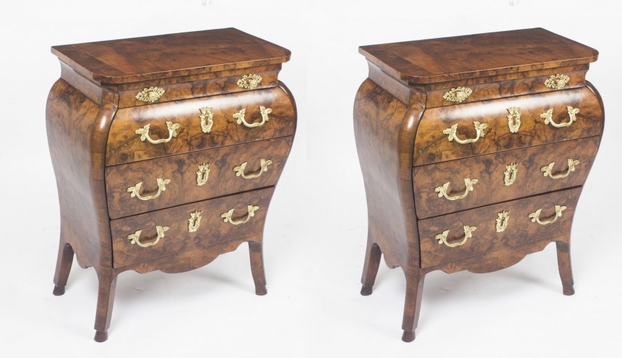 Antique Pair Italian Burr Walnut Commodini Bedside Chests 18th C | Ref. no. 08636 | Regent Antiques