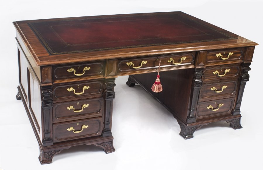 Antique Partners Desk by Harrods 