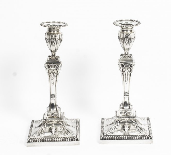 Pair Antique Edwardian Sterling Silver Candlesticks | Thomas Bradbury & Sons | Ref. no. 08641 | Regent Antiques