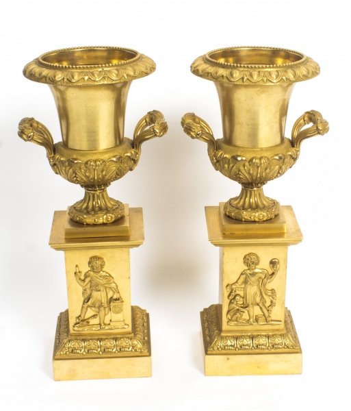 Pair Antique French Gilt Bronze Empire Revival Urns | Decorative Antique Bronze Urns | Ref. no. 08650 | Regent Antiques