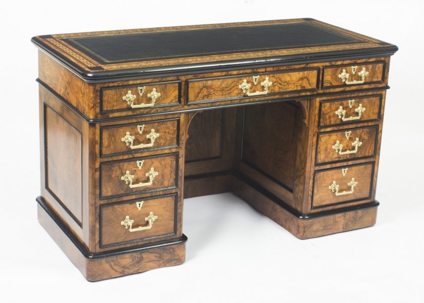 antique marquetry pedestal desk | Ref. no. 08699 | Regent Antiques