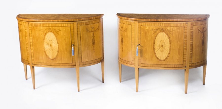 Pair Adam Revival Marquetry Inlaid Satinwood Side Cabinets 20thC | Ref. no. 08727 | Regent Antiques