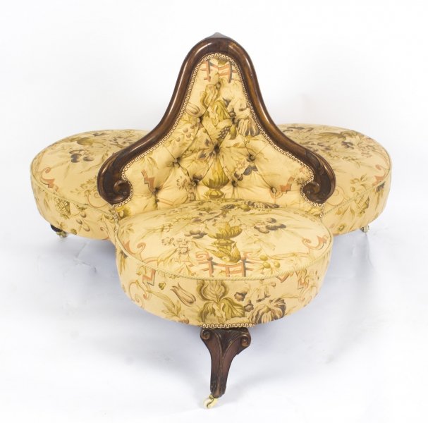 Antique Victorian Walnut Love Seat Conversation Settee c.1870 | Ref. no. 08777 | Regent Antiques