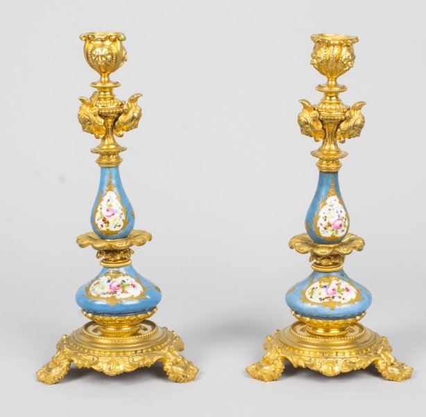 Antique Pair Sevres Porcelain Ormolu Candlesticks c.1870 | Ref. no. 08783 | Regent Antiques