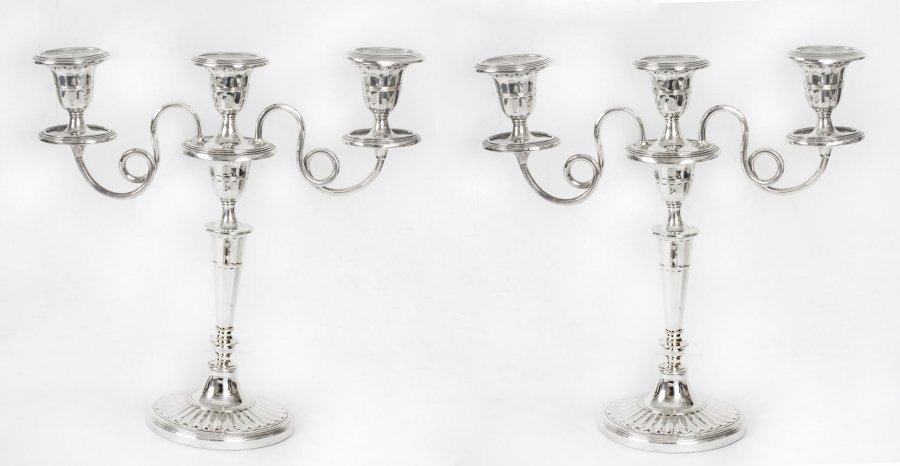 Antique Pair Silver Plated Two Branch Candelabra 19th c | Ref. no. 08836b | Regent Antiques