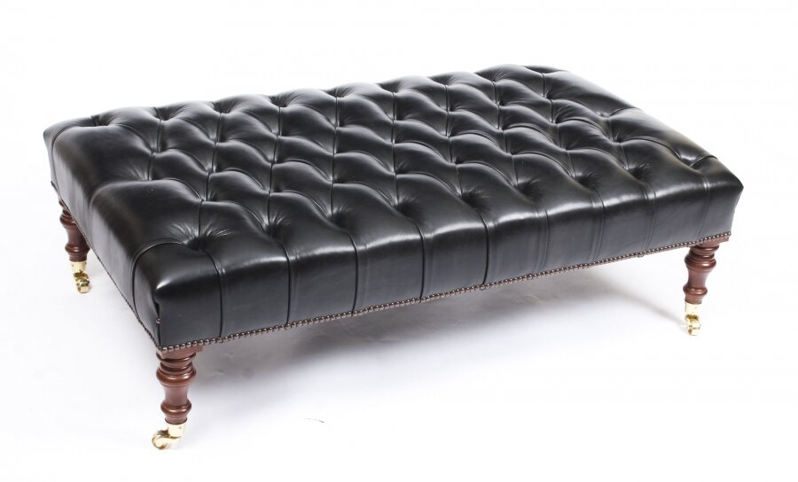 Bespoke Large Leather Ref No 08848a, Black Leather Ottoman Coffee Table