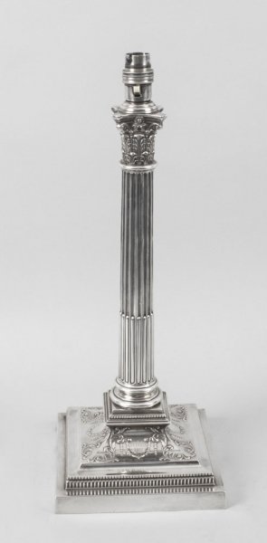 Antique Victorian Sterling  Silver Corinthian Column Lamp 1900 | Ref. no. 08889 | Regent Antiques