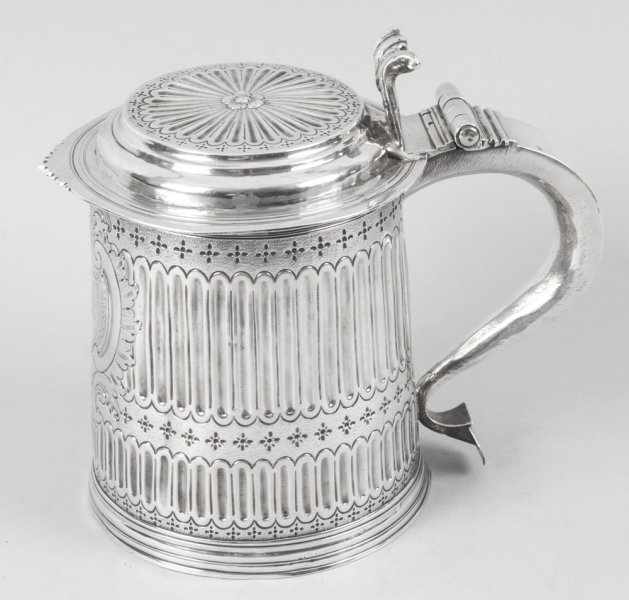 Antique Silver Lidded Tankard | Queen Anne Silver Tankard | Ref. no. 08893 | Regent Antiques