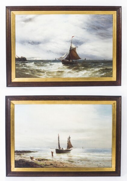 Antique Pair Oil on Canvas Seascape Paintings Gustave De Bréanski   19th Century | Ref. no. 08895 | Regent Antiques