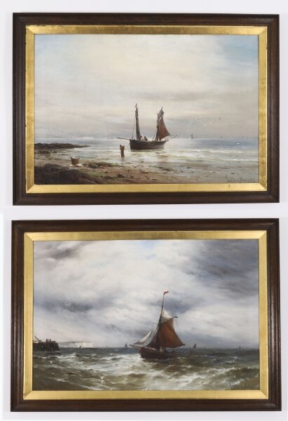 Antique Pair Oil On Canvas Seascape Paintings Gustave De Bréanski 19th Century | Ref. no. 08895x | Regent Antiques
