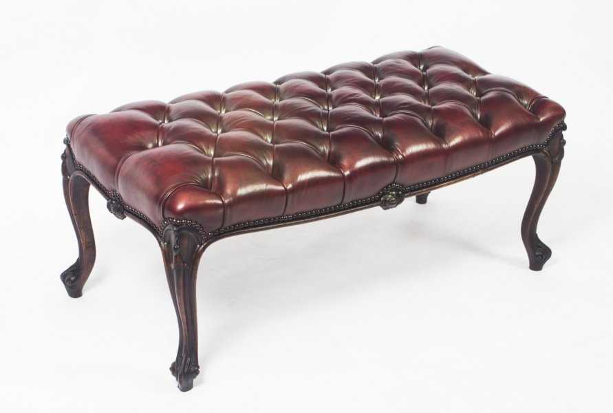 Antique Victorian Buttoned Leather Ox Blood Stool Ottoman Coffee table 19th C | Ref. no. 08904 | Regent Antiques