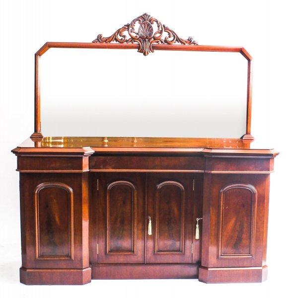 Antique Victorian Flame Mahogany Sideboard Chiffonier 19th C | Ref. no. 08906d | Regent Antiques