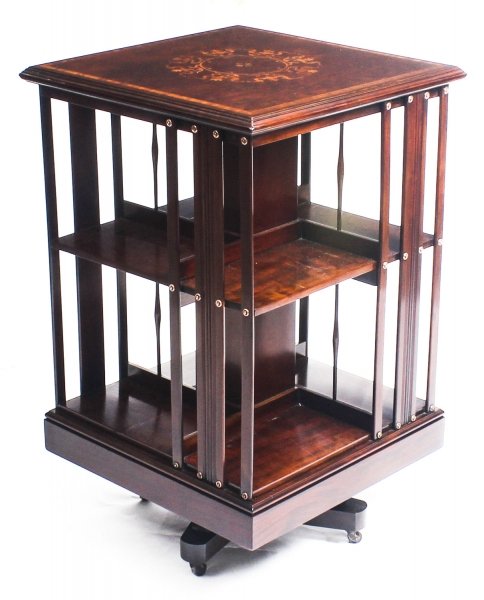 Antique Victorian Mahogany Inlaid Revolving Bookcase 19th C | Ref. no. 08962 | Regent Antiques