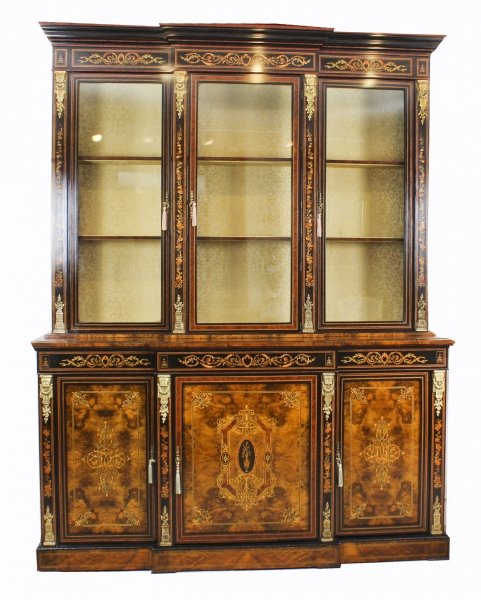 Antique Victorian Burr Walnut Marquetry Bookcase Display Cabinet 19th Century | Ref. no. 08963 | Regent Antiques