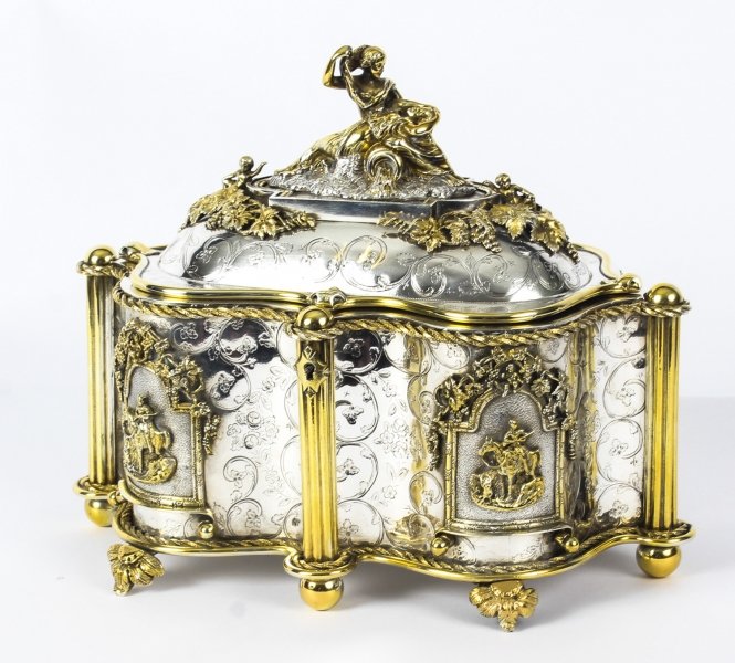 Antique Large French Gold and  Silver Plated Oval  Casket 19thC | Ref. no. 08974 | Regent Antiques