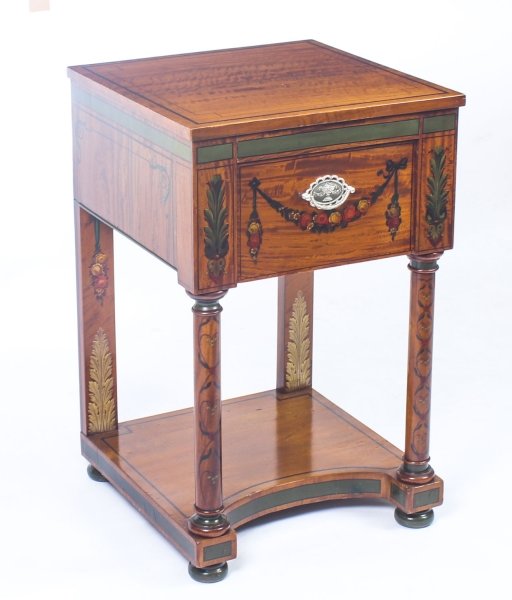 Antique Victorian Satinwood Pedestal Bedside Cabinet  C1860 | Ref. no. 08990 | Regent Antiques