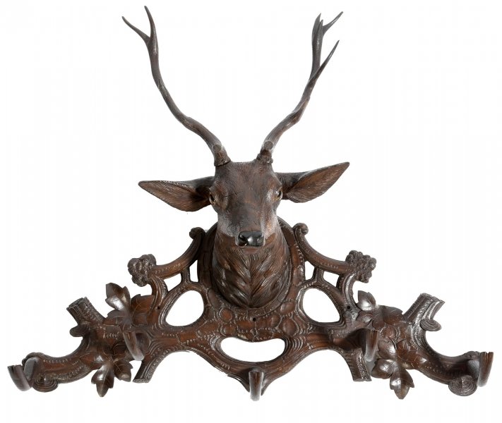 Antique Hand Carved Black Forest Stag\'s Head Coat Rack 19th C | Ref. no. 09049 | Regent Antiques