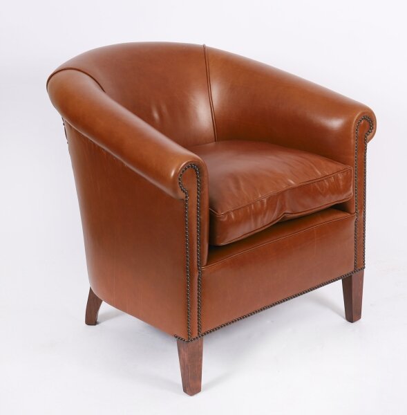 Bespoke English Handmade Amsterdam  Leather Arm Chair Malt | Ref. no. 09085H | Regent Antiques