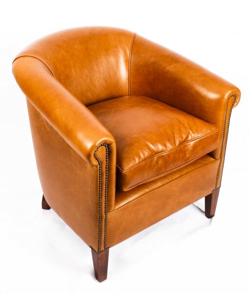 Bespoke English Handmade Amsterdam  Leather Arm Chair bruciato | Ref. no. 09085c | Regent Antiques