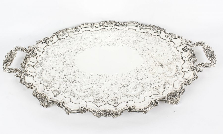 Antique Large  Victorian Silver Plated Twin Handled  Tray  C 1910 | Ref. no. 09096 | Regent Antiques