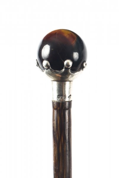 Antique Walking Stick Cane with Tiger\'s Eye Late 19th c  London 1889 | Ref. no. 09103a | Regent Antiques