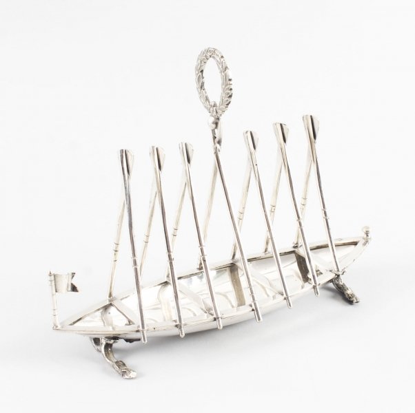 Antique Silver Plated Rowing Boat Toast Letter / Rack 19th Century | Ref. no. 09129 | Regent Antiques
