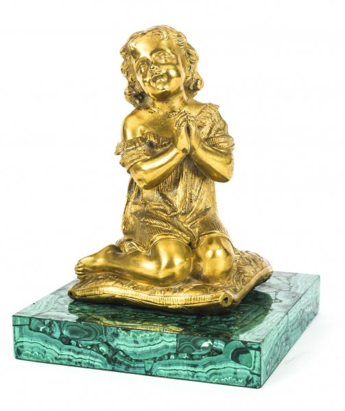 Antique French Malachite & Ormolu Mounted Sculpture of a Girl Praying  19th C | Ref. no. 09140 | Regent Antiques