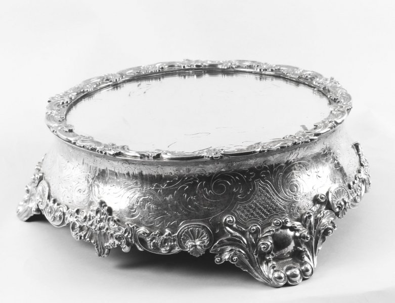 Antique English Silver Plated Mirrored Top Cake Stand 19th C | Ref. no. 09163 | Regent Antiques