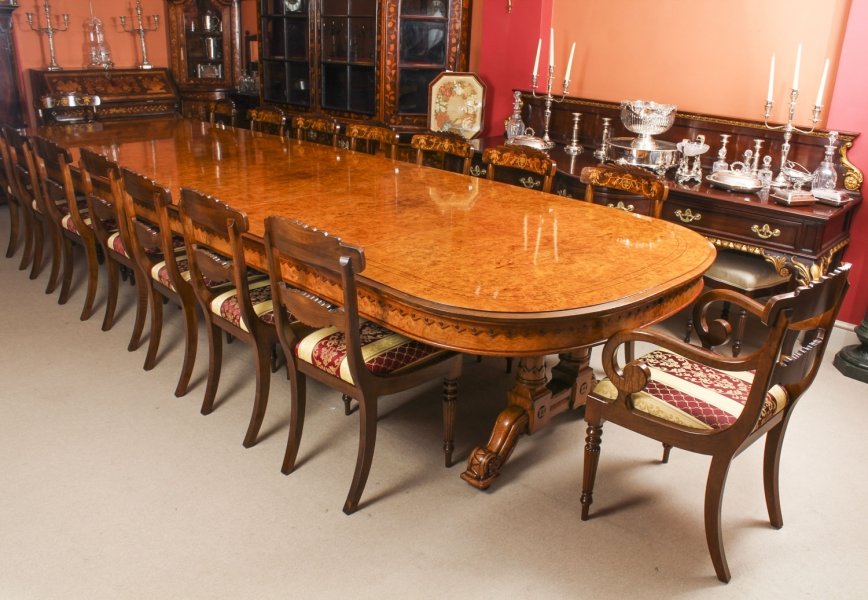 Antique Pollard Oak Victorian Dining Table 19th C & 16 Bespoke Chairs | Ref. no. 09166a | Regent Antiques