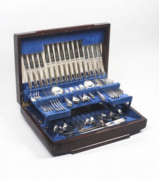 Antique 97 Piece Canteen- 8 Setting Sterling Silver Cutlery Set Viners 1946 | Ref. no. 09183E | Regent Antiques