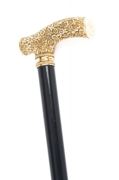 Antique French Gold Plated Lacquered Walking Stick Cane 19th C | Ref. no. 09189 | Regent Antiques